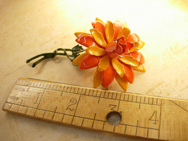 HUge Vintage Enamel Trembler Flower brooch - £36.08 GBP