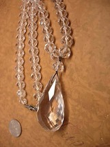 1920&#39;s cut Crystal HUGE drop necklace with Deco sterling clasp - £146.32 GBP