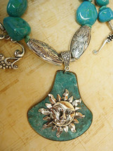 Reserved for Mick Huge Celestial sun goddess turquoise necklace - £60.44 GBP