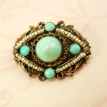 Antique Edwardian persian Turquoise pearl victorian  brooch - £115.90 GBP