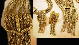 Early Fringe BUckle Bracelet NEcklace earrings All Signed Victorian swags Goldet - £259.79 GBP
