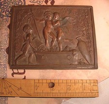Rare Antique Bronze Cherub Coffin Plate Late 1800&#39;s plaque - £179.85 GBP
