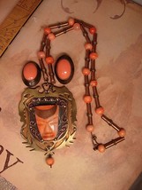 ANcient Teotihuacan Mexican Folk Art HUGE necklace and earrings - £107.91 GBP