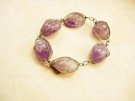 1940&#39;s vintage Large Amethyst bracelet Hand polished artisan designed - £121.38 GBP