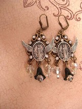 Sinners and saints Rosary Assemblage Earrings - $125.00