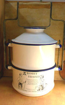 Antique  advertising Enamel Lunch Pail miners  lunchbox stackable with handle Ar - £155.87 GBP