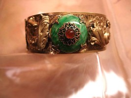 ANtique Victorian Jeweled bangle Bracelet with PEking glass and more - £158.33 GBP
