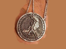 1950&#39;s Sterling Caballero Necklace Winged Indian Coin  SIGNEd and hallmarked - £75.93 GBP