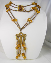Vintage Czech Necklace DRIPPING DECO Egyptian Revival Glass chandelier Lava glas - £231.49 GBP
