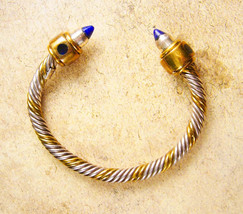 Vintage sterling Lapis lazuli Byzantine bracelet rope cuff jeweled hallmarked me - £167.86 GBP