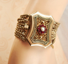 Antique 1800&#39;s Bracelet austro Hungarian gold sterling  hallmarked garnets and p - £1,039.16 GBP