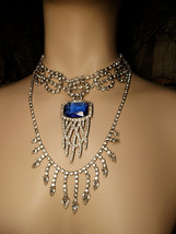 Art Deco Pendant Necklace Statement necklace dripping in rhinestones costume jew - £176.40 GBP