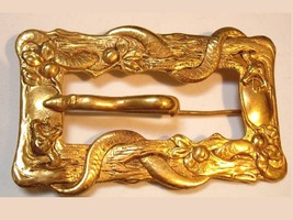Antique Snake Aesthetic Russian gold plate HUGE sash buckle Brooch - £75.93 GBP