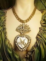 Sacred heart necklace Paste Ex voto Locket rosary  bookchain hidden reli... - £779.58 GBP