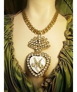 Sacred heart necklace Paste Ex voto Locket rosary  bookchain hidden reliquary co - $975.00