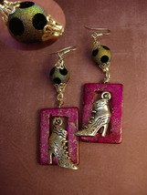 Victorian shoe earrings Charm earrings with Distressed PINK frames - £35.84 GBP