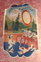 Vintage greeting card Needlecase cat and dog needlebook with window and ... - £9.59 GBP