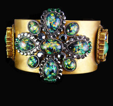 Gothic Cuff Bracelet Faux floating opal medieval dramatic - £99.91 GBP