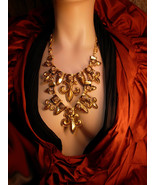 Statement necklace HUGE fleur de lis  rhinestone Chandelier GOlden jewels fit fo - $275.00