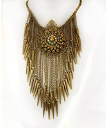 Bohemian necklace Rhinestones and tassels statement choker - $195.00