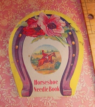 Vintage Equestrian Needlecase Horseshoe needlebook Riding helmet and crop - £19.61 GBP