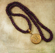 Antique Garnet necklace Paste victorian locket pendant rose gold filled - £295.09 GBP