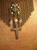 Vintage 1920&#39;s necklace Loaded with Fringe and religious medal and crucifix - £176.56 GBP