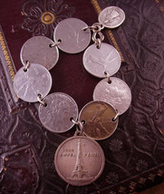 French Fob Bracelet Eiffel Tower Infant of prague medals Minerva Italy  Art deco - £87.91 GBP