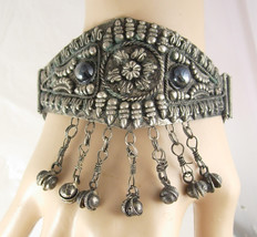 Antique Slave Bracelet with charms &amp; Etruscan work Gypsy Queen 9&quot; - £224.27 GBP