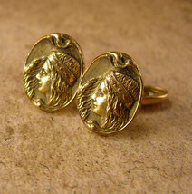 Antique French ATALA Cufflinks Victorian rose gold filled Art Nouveau Indian fig - £177.05 GBP