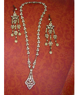 Antique French  Necklace Earrings  paste girandoles LONG chandelier FANC... - £315.74 GBP