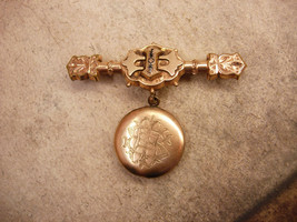 Antique Victorian Brooch Locket - religious medal crucifix - military photo with - £131.58 GBP