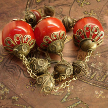 Vintage Gypsy RED Tribal Etruscan necklace Dramatic Goddess - £156.83 GBP