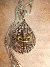 Gothic medieval Fleur de lis Necklace with Snake chain - £68.11 GBP