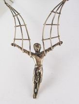 Signed Sterling modernist cirque de sole necklace Religious Jesus on the cross - £302.05 GBP