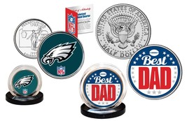 Best Dad - Philadelphia Eagles 2-Coin Set Quarter &amp; Jfk Half Dollar Nfl Licensed - $15.85