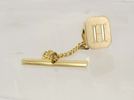 Vintage initial H tie tac signet brushed gold wedding anniversary business fathe - £16.07 GBP
