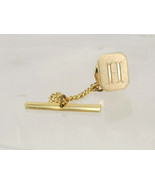 Vintage initial H tie tac signet brushed gold wedding anniversary busine... - £15.80 GBP