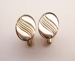 Vintage cufflinks Oval Wave Gold Filled Business Wedding birthday - £14.95 GBP