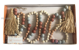 Thanksgiving The Farmhouse Wooden Beads Jute Straw Tassels 6 Foot Garlan... - $36.14