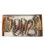 Thanksgiving The Farmhouse Wooden Beads Jute Straw Tassels 6 Foot Garlan... - £28.46 GBP
