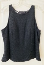 Cecily Brown 100% Pure Silk, Embellished, Beaded Black Sleeveless Blouse,Size Xl - £43.52 GBP