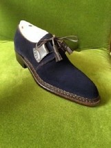 NEW Handmade Men Navy Blue shoes, Men Brogue Lace Up Suede High Quality Dress sh - £114.95 GBP