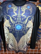 Sublimation Cheetah image long sleeve T-SHIRT Black sublimationT shirt M-2X  - £23.42 GBP