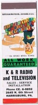 Matchbook Cover K &amp; R Radio &amp; Television Harrisburg Pennsylvania Teach - $2.96