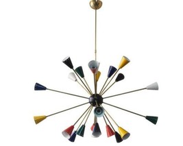 Mid Century Style Brass Sputnik chandelier Multicolored 24 Arms Iconic Lights - £233.55 GBP
