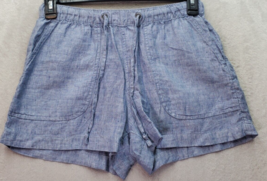 C&amp;C California Shorts Womens Small Blue Linen Pockets Elastic Waist Draw... - $18.46