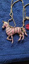 New Betsey Johnson Necklace Zebra Pink Zoo Cute Collectible Decorative Easter - £11.79 GBP