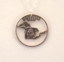 Michigan State Cut-Out Coin Jewelry, Necklace &amp; Pendant - £18.84 GBP