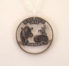 Wisconsin - Cut-Out Coin Jewelry, Necklace &amp; Pendant - £19.26 GBP